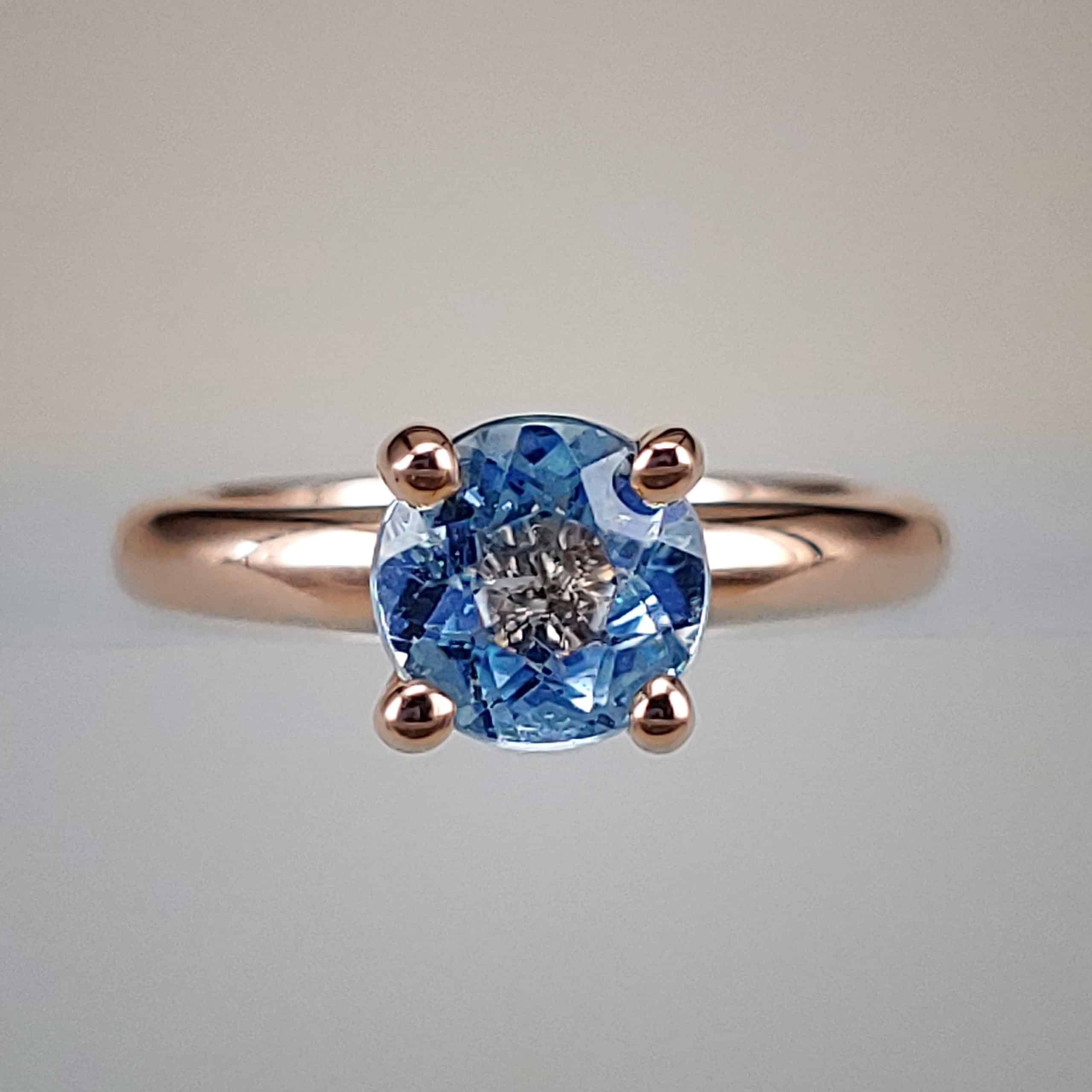 14K Rose Gold Aquamarine Solitaire Ring