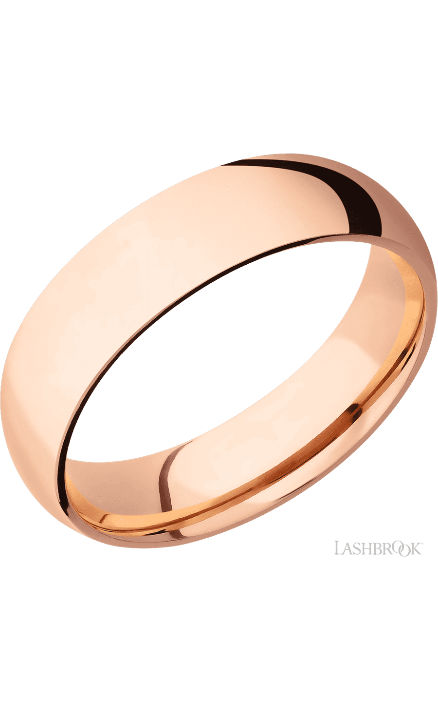 6 mm wide Domed 14K Rose Gold band.