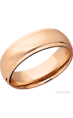 7 mm wide Domed Stepped Down Edges 14K Rose Gold band.