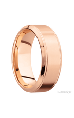 8 mm wide High Bevel Milgrain 14K Rose Gold band.
