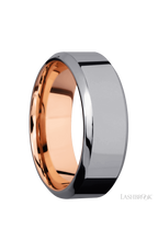8 mm wide High Bevel Tantalum band featuring a 14K Rose Gold sleeve.
