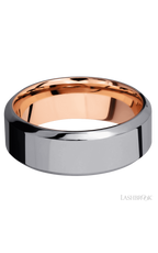 8 mm wide High Bevel Tantalum band featuring a 14K Rose Gold sleeve.