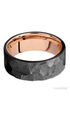 8 mm wide Flat Zirconium band featuring a 14K Rose Gold sleeve.