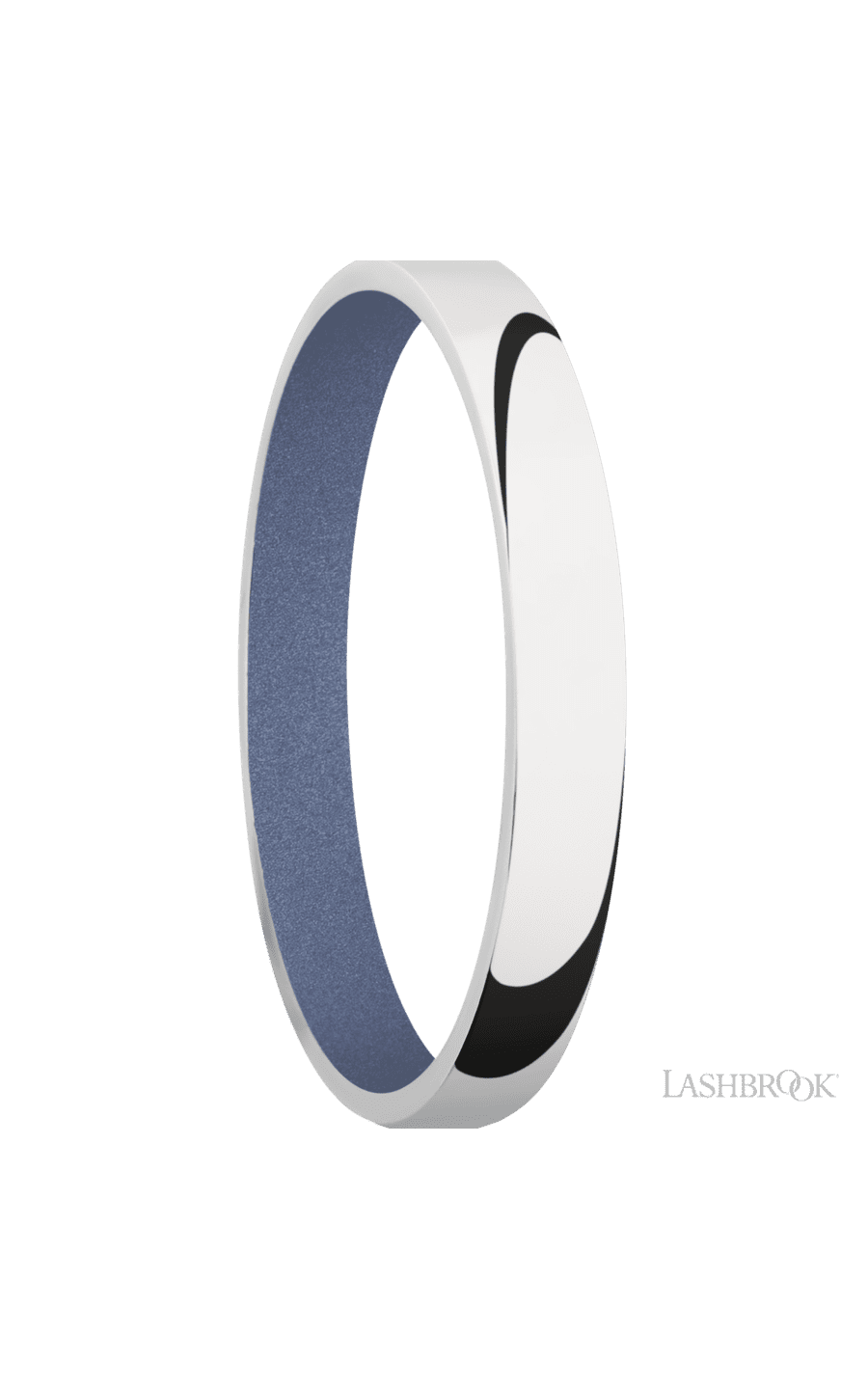 3 mm wide Domed 14K White Gold band featuring a Crushed Orchid sleeve.