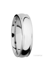 6 mm wide Domed Milgrain Edges 14K White Gold band.