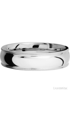 6 mm wide Domed Milgrain Edges 14K White Gold band.