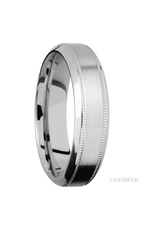 6 mm wide High Bevel Milgrain 14K White Gold band.