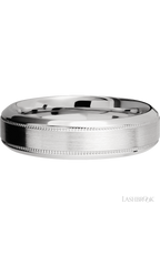 6 mm wide High Bevel Milgrain 14K White Gold band.