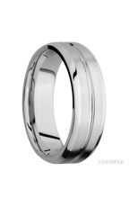 7 mm wide Beveled with Center Accent Groove 14K White Gold band.