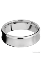 7 mm wide Concave Bevel 14K White Gold band.
