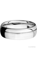 7 mm wide Domed with Off Center Accent Groove 14K White Gold band.