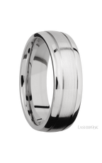7 mm wide Domed with two accent grooves 14K White Gold band.