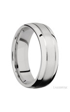 7 mm wide Domed with two accent grooves 14K White Gold band.