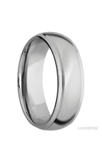 7 mm wide Domed Stepped Down Edges 14K White Gold band.