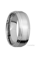 8 mm wide Flat Double Stepped Edges 14K White Gold band.