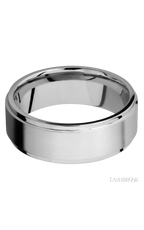 8 mm wide Flat Grooved Edges 14K White Gold band.