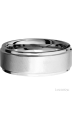 8 mm wide Flat Grooved Edges 14K White Gold band.