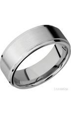 8 mm wide Flat Grooved Edges 14K White Gold band.