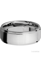 8 mm wide Flat Grooved Edges 14K White Gold band.