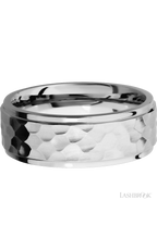 8 mm wide Flat Grooved Edges 14K White Gold band.