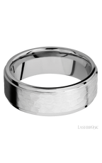 8 mm wide Flat Grooved Edges 14K White Gold band.