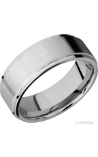 8 mm wide Flat Grooved Edges 14K White Gold band.