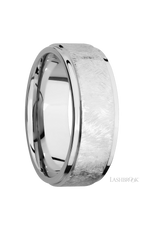 8 mm wide Flat Grooved Edges 14K White Gold band.