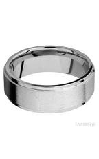 8 mm wide Flat Grooved Edges 14K White Gold band.
