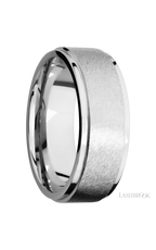 8 mm wide Flat Grooved Edges 14K White Gold band.