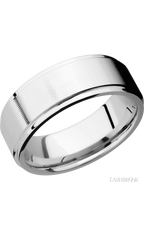 8 mm wide Flat Grooved Edges 14K White Gold band.