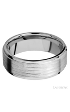8 mm wide Flat Grooved Edges 14K White Gold band.