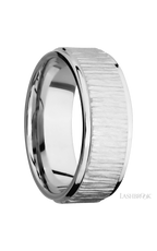 8 mm wide Flat Grooved Edges 14K White Gold band.