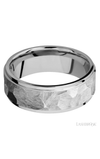 8 mm wide Flat Grooved Edges 14K White Gold band.