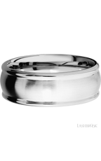 8 mm wide Domed Rounded Edges 14K White Gold band.