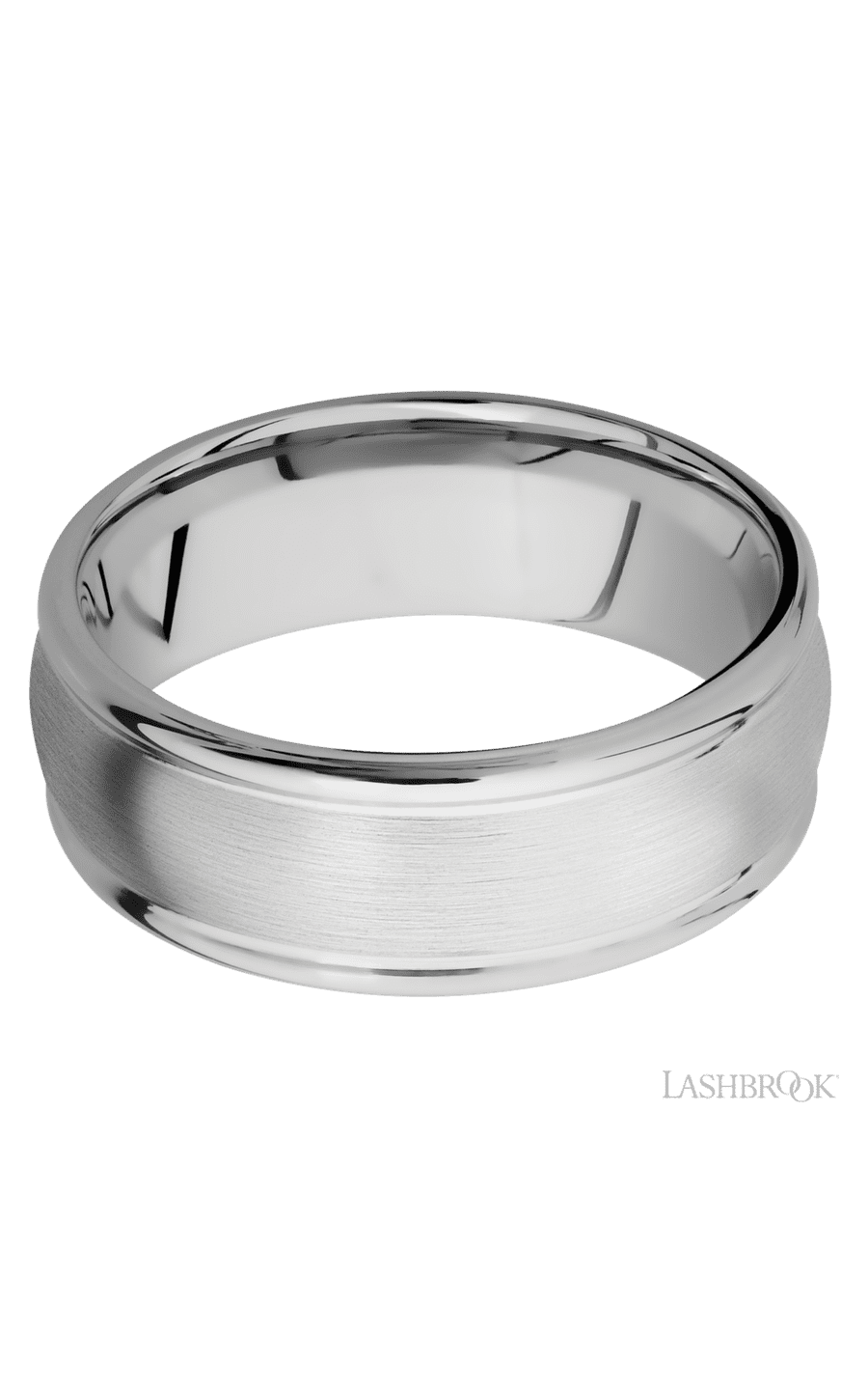 8 mm wide Domed Rounded Edges 14K White Gold band.