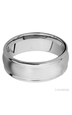 8 mm wide Domed Rounded Edges 14K White Gold band.