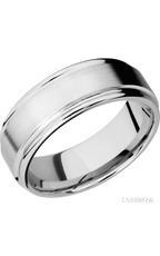 8 mm wide Flat Rounded Edges 14K White Gold band.