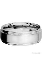 8 mm wide Flat Rounded Edges 14K White Gold band.