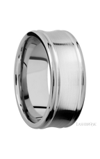 9 mm wide Concaved Center Round Edges 14K White Gold band.