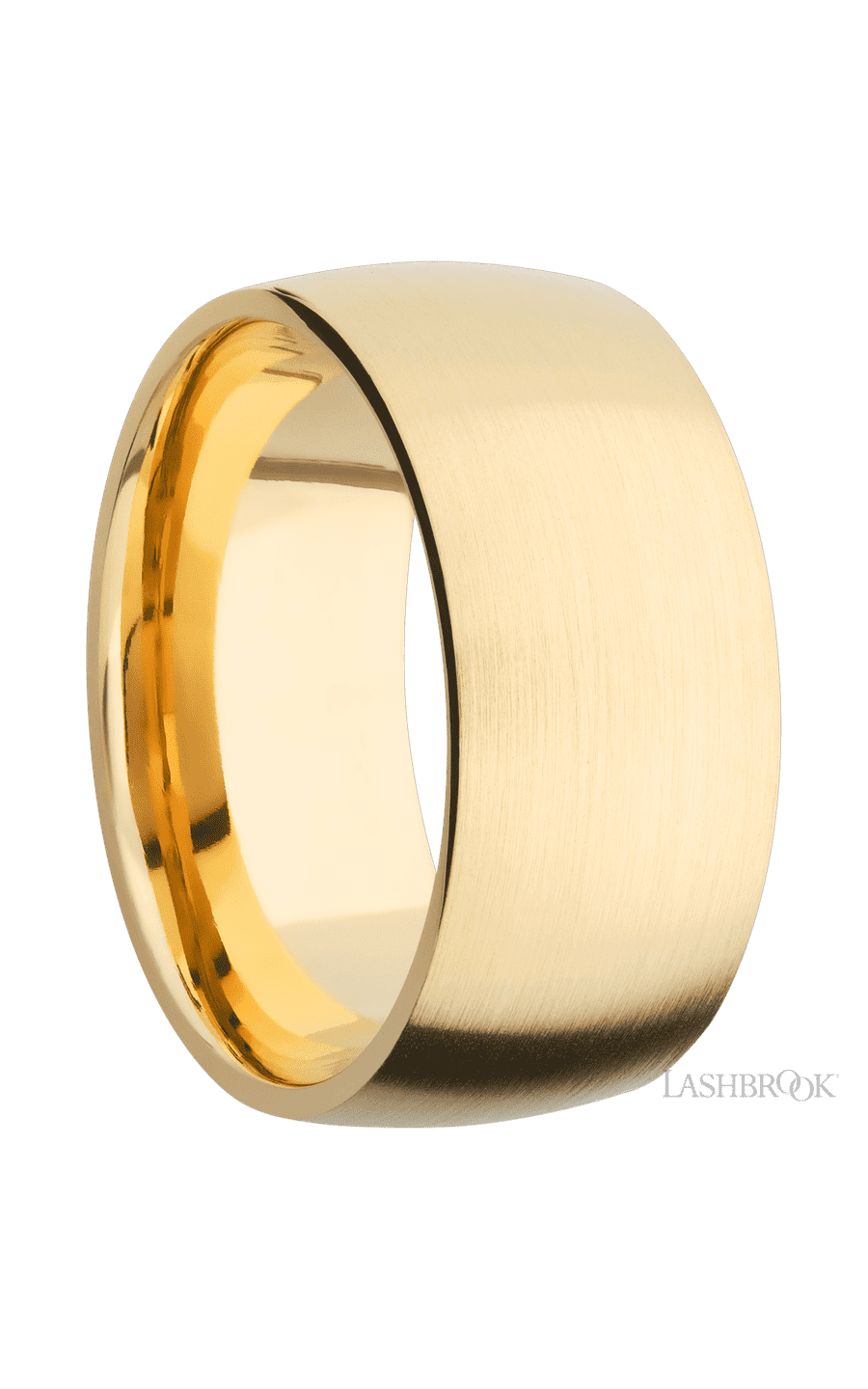 10 mm wide Domed 14K Yellow Gold band.