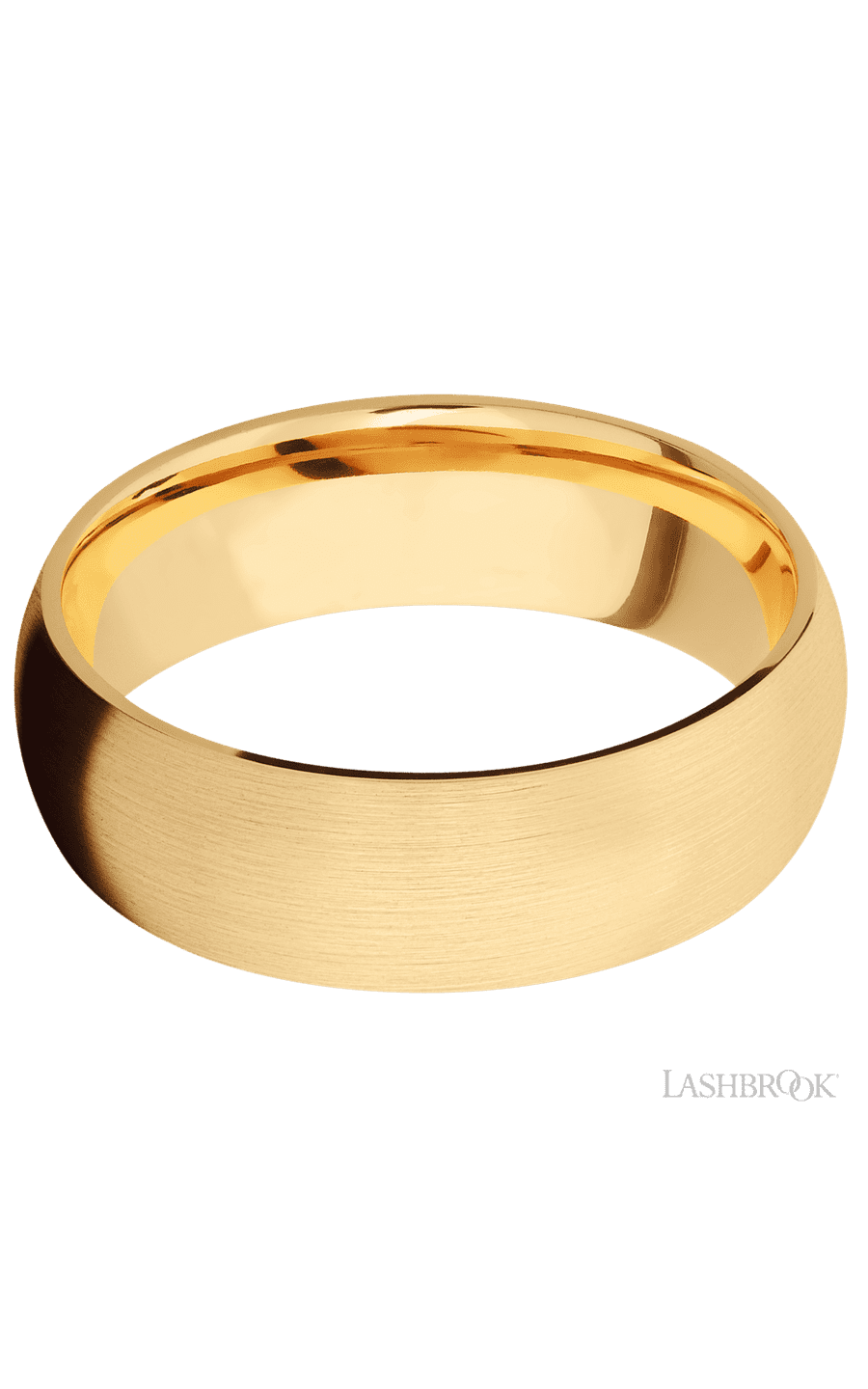 7 mm wide Domed 14K Yellow Gold band.