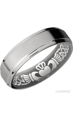 6 mm wide Flat Grooved Edges Titanium band.