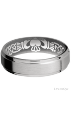 6 mm wide Flat Grooved Edges Titanium band.