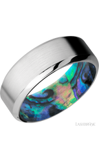 8 mm wide High Bevel Cobalt Chrome band featuring a Abalone sleeve.