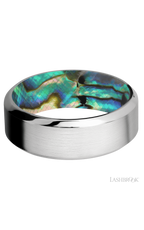 8 mm wide High Bevel Cobalt Chrome band featuring a Abalone sleeve.