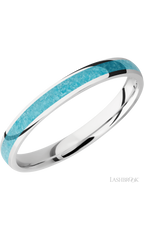 3 mm wide/Domed/Cobalt Chrome band with one 2 mm Centered inlay of Turquoise.