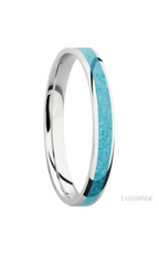 3 mm wide/Domed/Cobalt Chrome band with one 2 mm Centered inlay of Turquoise.