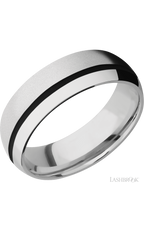 7 mm wide/Domed/Cobalt Chrome band with one 1 mm Off Center inlay of Black.