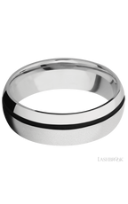 7 mm wide/Domed/Cobalt Chrome band with one 1 mm Off Center inlay of Black.
