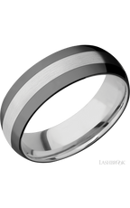 7 mm wide/Domed/Cobalt Chrome band with two 2 mm Double Off Center Edge inlays of Zirconium.